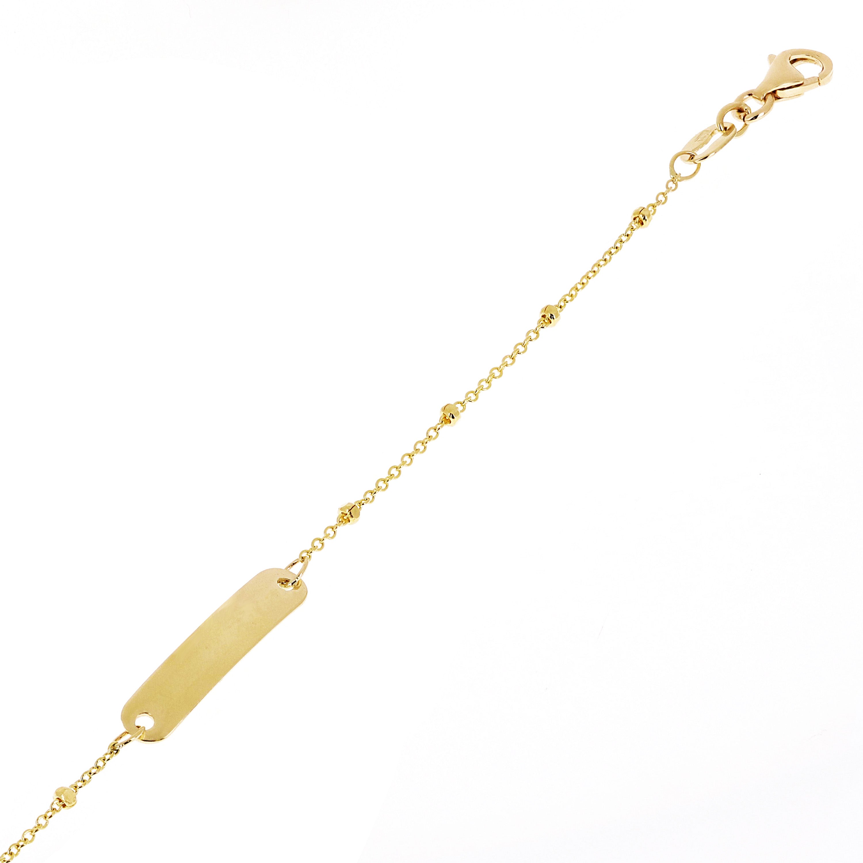 Italian 14k Yellow Gold Engravable Station Baby Kids ID Bracelet 6.25" 4mm 1.4g
