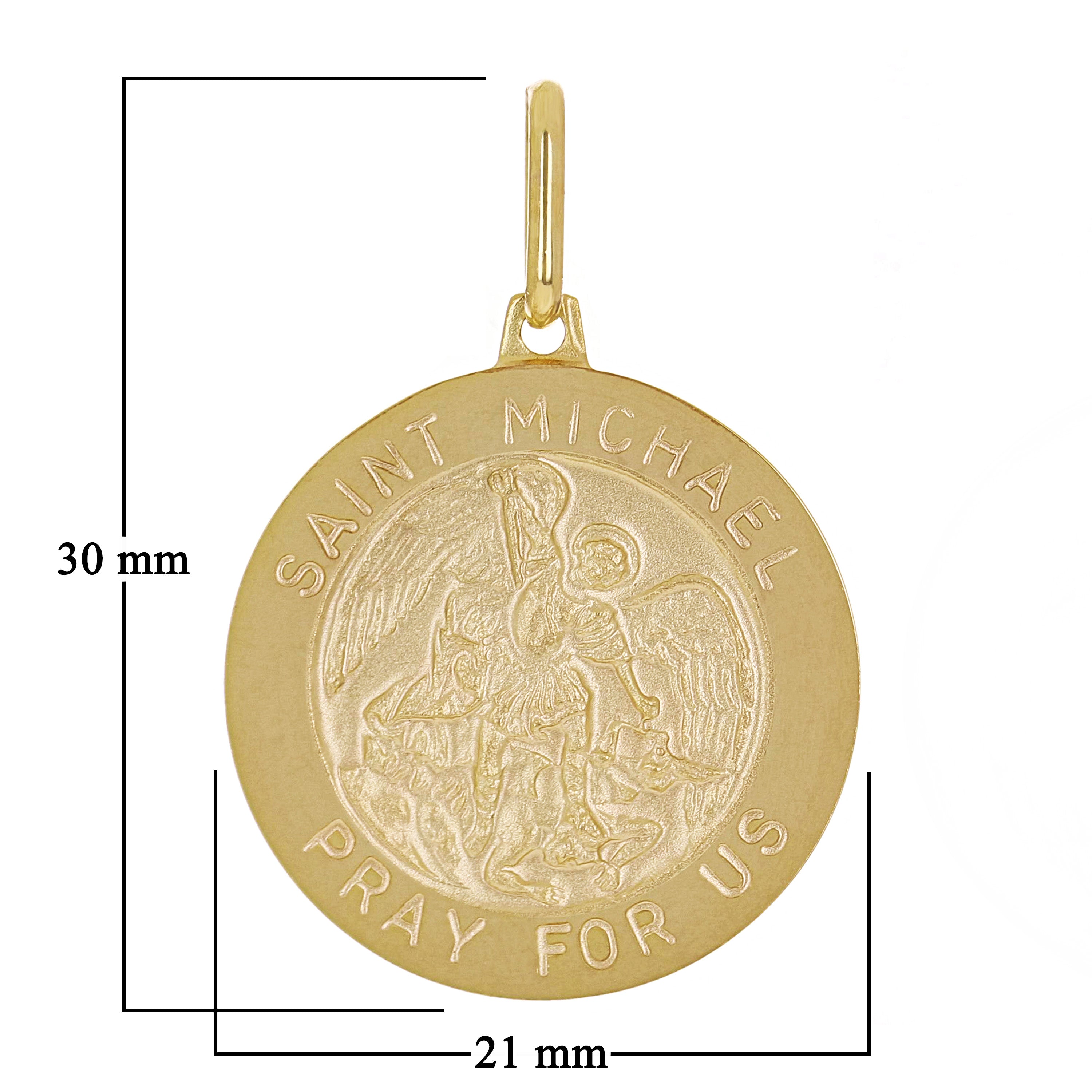 Italian 14k Yellow Gold Saint Michael Medal Charm Pendant 1.2" 4.3 grams