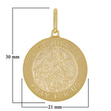 Italian 14k Yellow Gold Saint Michael Medal Charm Pendant 1.2" 4.3 grams