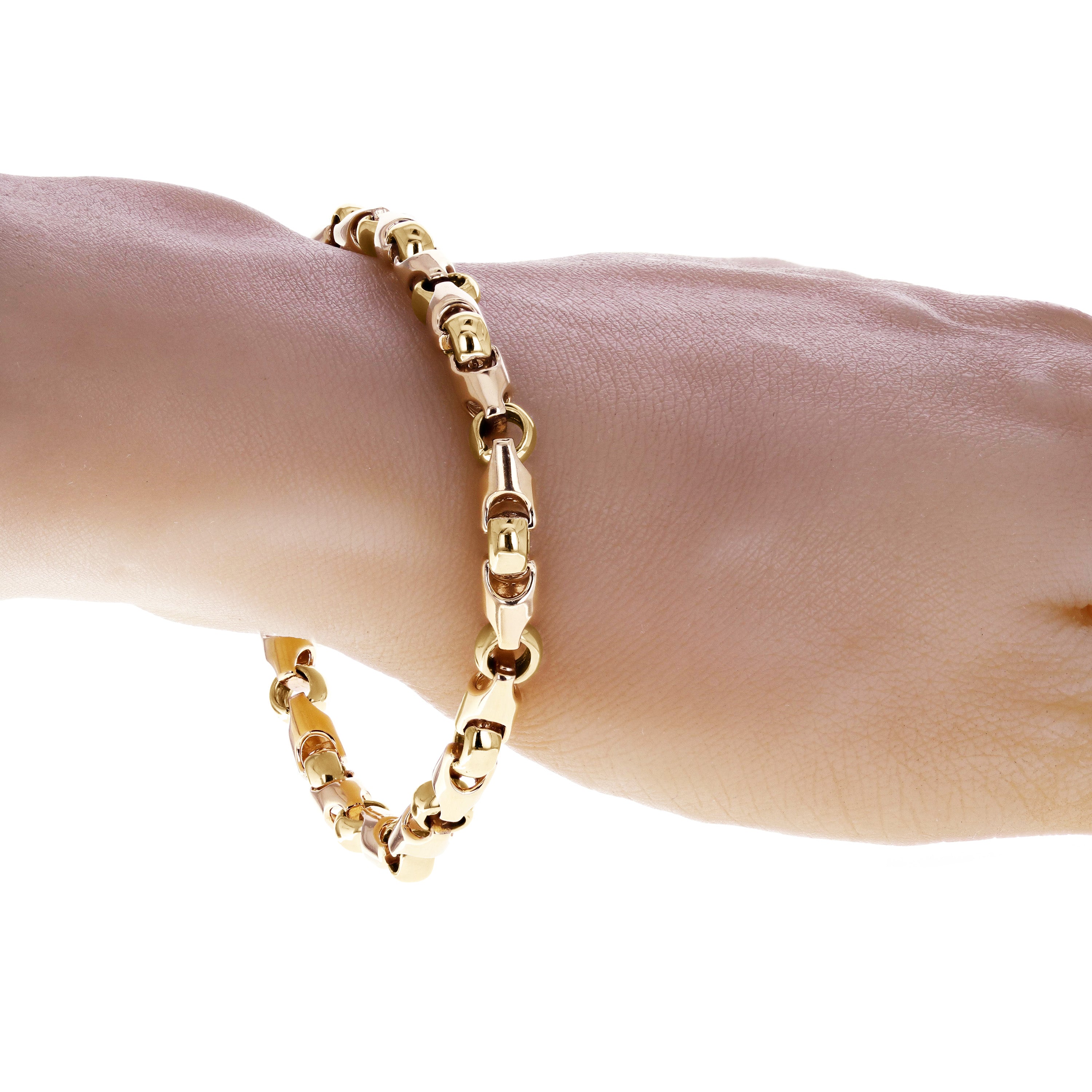 14k Yellow Gold Handmade Solid Link Bracelet 7" 4.8mm 17.1 grams - Yellow,7"