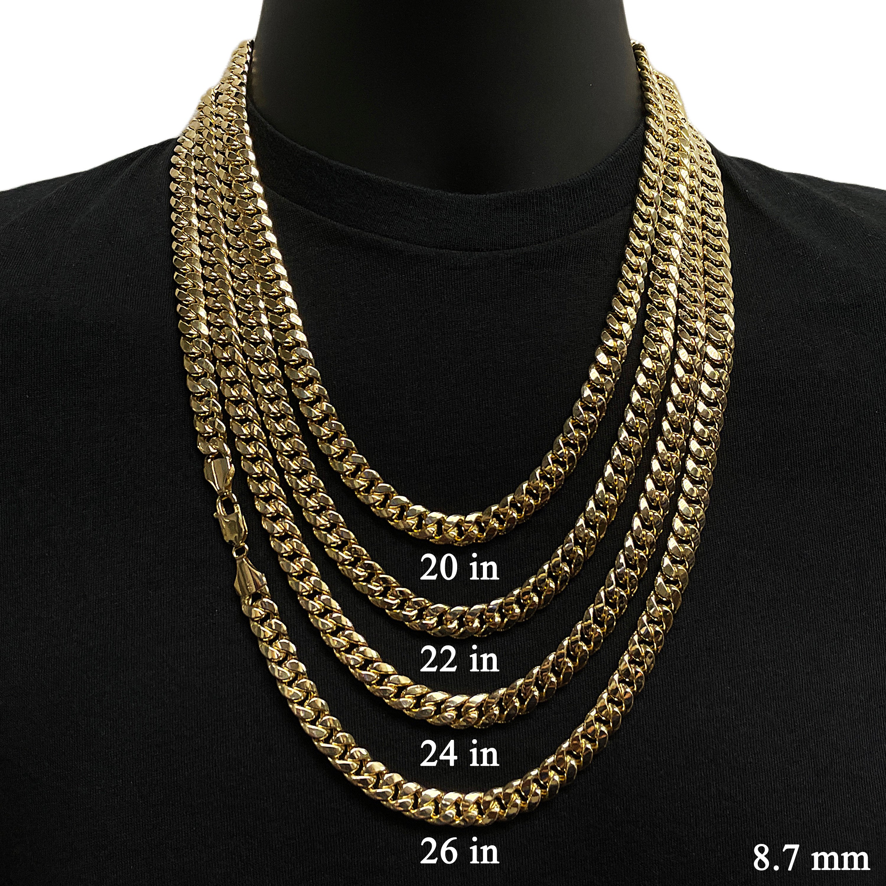 Italian 14k Yellow Gold Hollow Miami Cuban Chain Necklace 20" 8.7mm 40.6 grams - 20" 40.6 grams