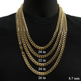 Italian 14k Yellow Gold Hollow Miami Cuban Chain Necklace 20" 8.7mm 40.6 grams - 20" 40.6 grams