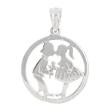 14k White Gold Boy and Girl Kissing Charm Pendant 2.7 grams - White