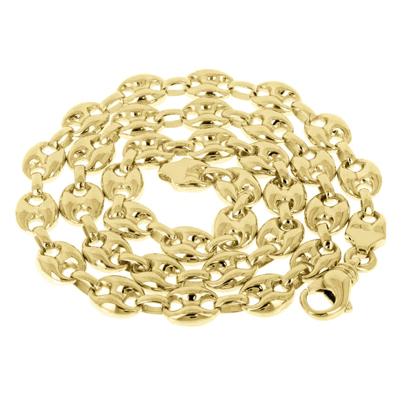 10k Yellow Gold Solid Puffy Gucci Mariner Chain Necklace 20