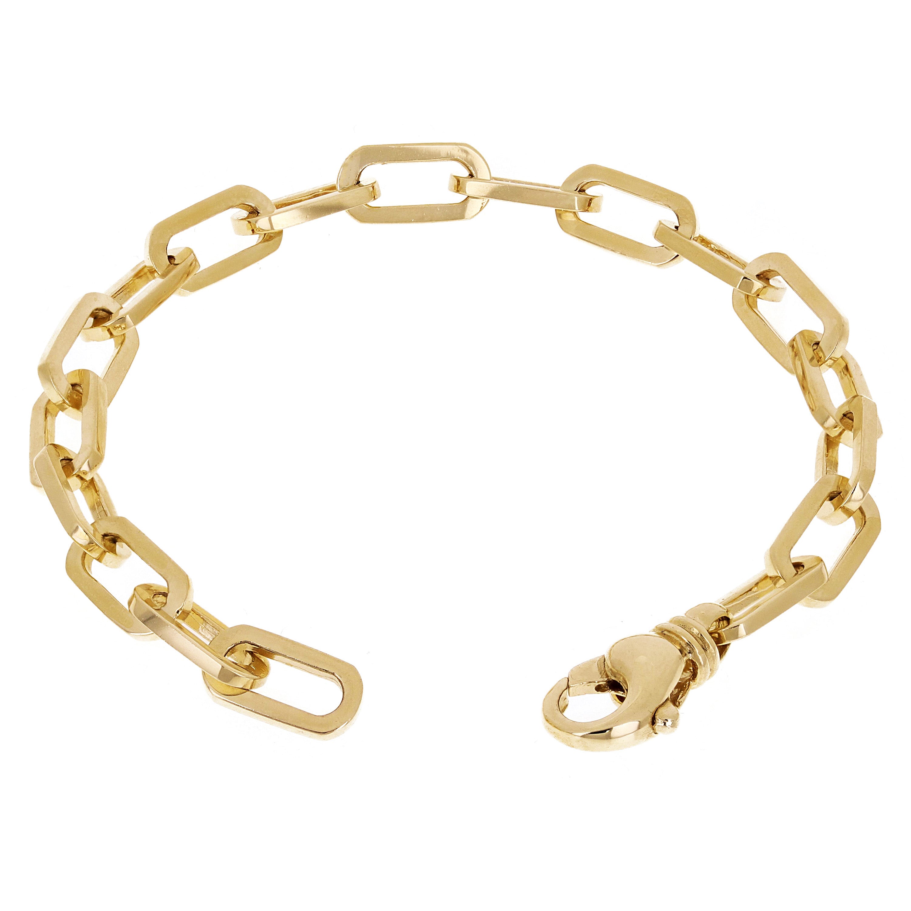 10k Yellow Gold Solid Handmade Paper Clip Chain Bracelet 7" 6.7mm 15.2 grams - Yellow,7" 15.2 grams