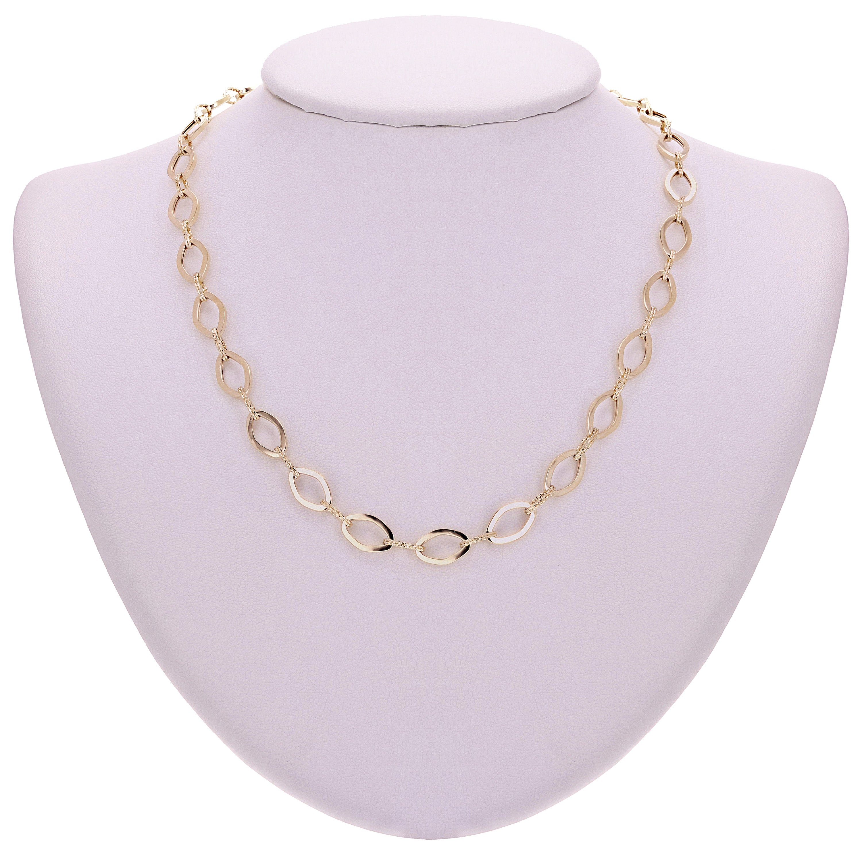Italian 14k Yellow Gold Diamond Shape Link Chain Necklace 18" 7.7mm 10.7 grams - 18" 10.7 grams