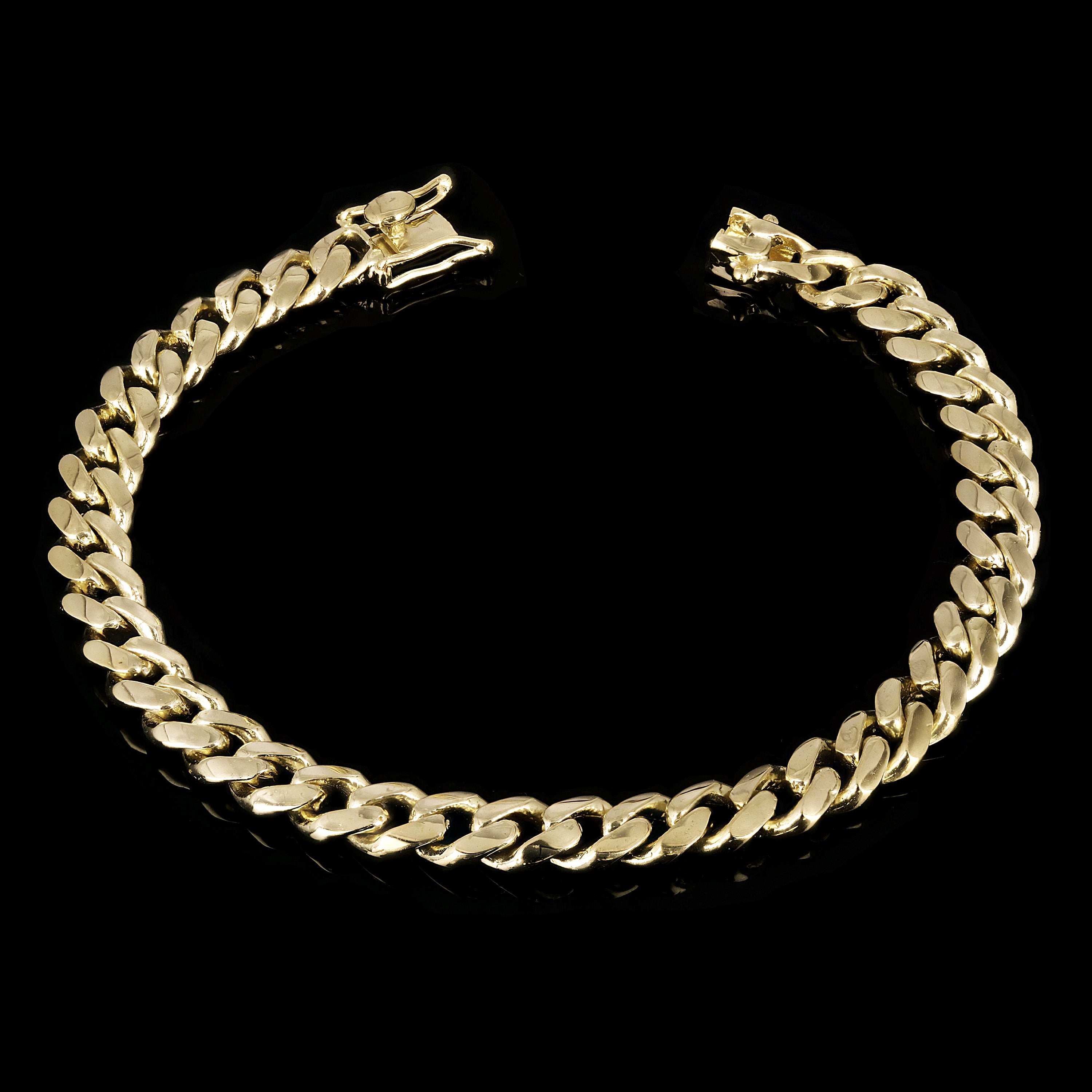 Men's 14k Yellow Gold Solid Miami Cuban Link Bracelet 7" 8mm 28.5 grams - 7" 28.5 grams