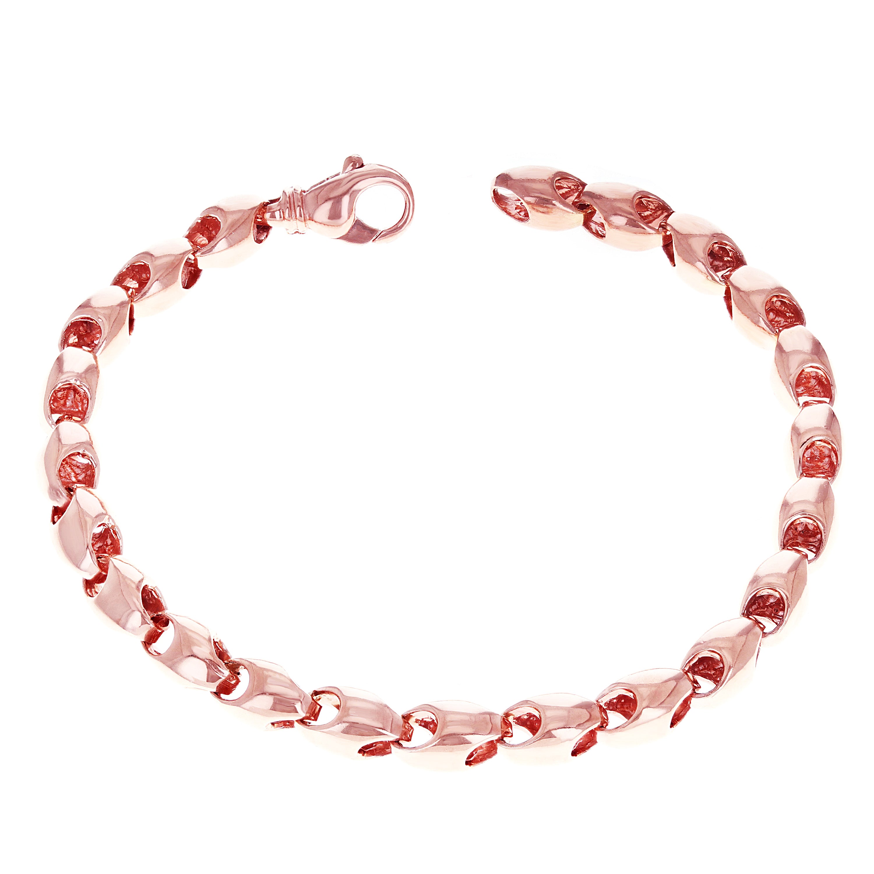 14k Rose Gold Solid Handmade Fashion Link Bracelet 8.5" 5.3mm 14 grams - Rose,8.5" 14 grams