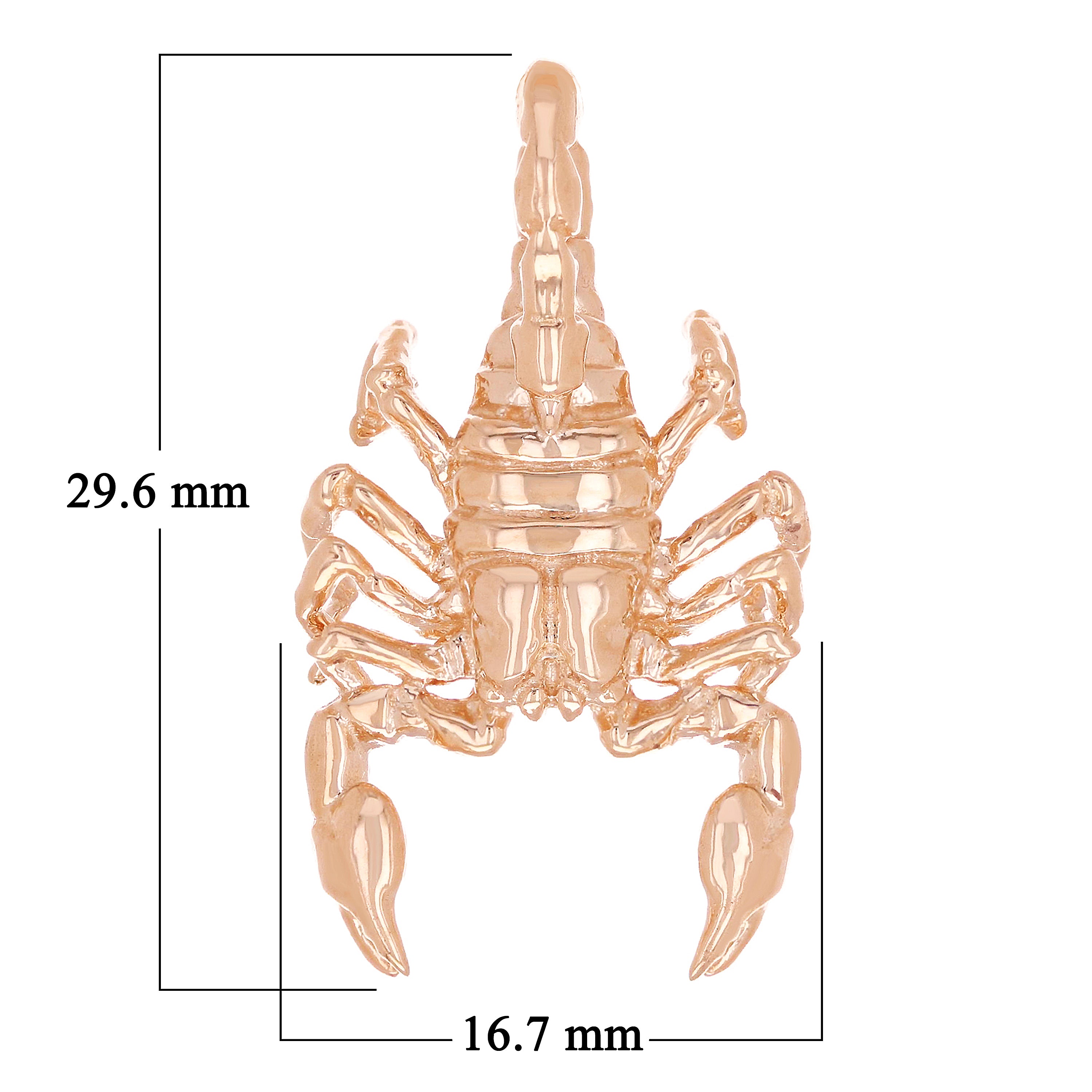 10k Rose Gold Solid Scorpion Pendant Insect Charm 1.2" 5 grams - Rose