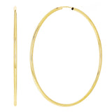 Italian 14k Yellow Gold High Polish Round Endless Hoop Earrings 1.9" 2mm 2.4gram