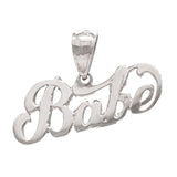 14k White Gold Solid Babe Pendant Word Charm 1 gram - White