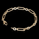 Italian 14k Yellow Gold Hollow Rope Style Paper Clip Chain Bracelet 7.75" 3.6g