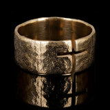 14k Yellow Gold Hammered Finish Open Front Cut-out Cross Ring Size 9 -9.3mm 7.8g
