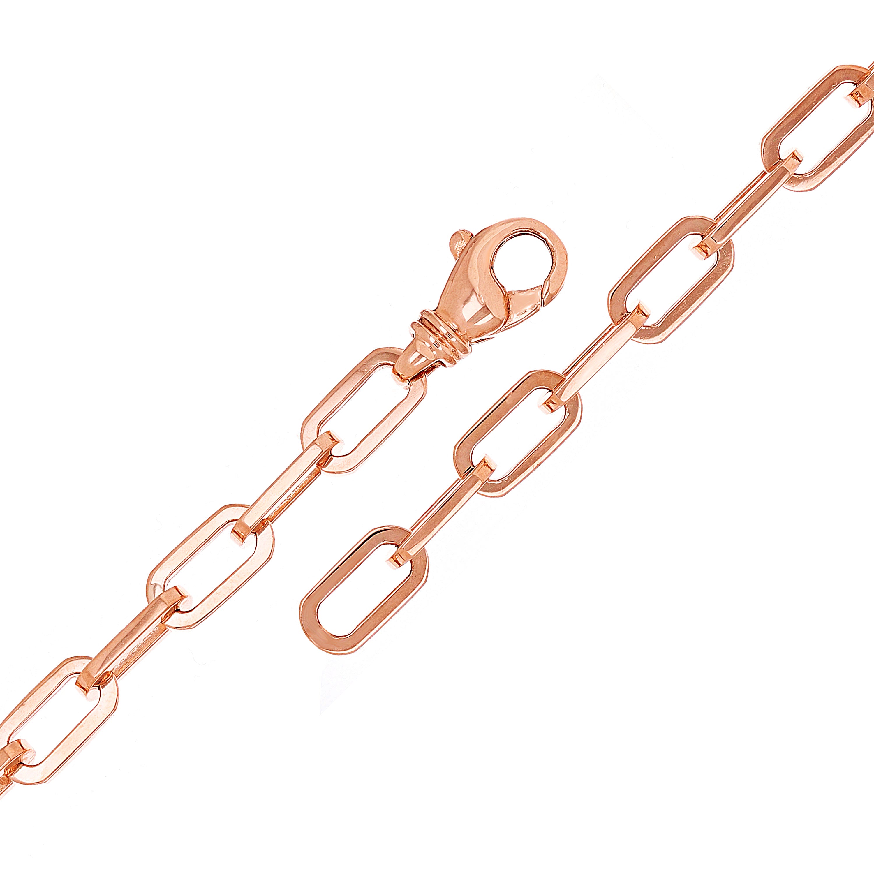10k Rose Gold Solid Handmade Paper Clip Chain Bracelet 7" 6.7mm 15.2 grams - Rose,7" 15.2 grams