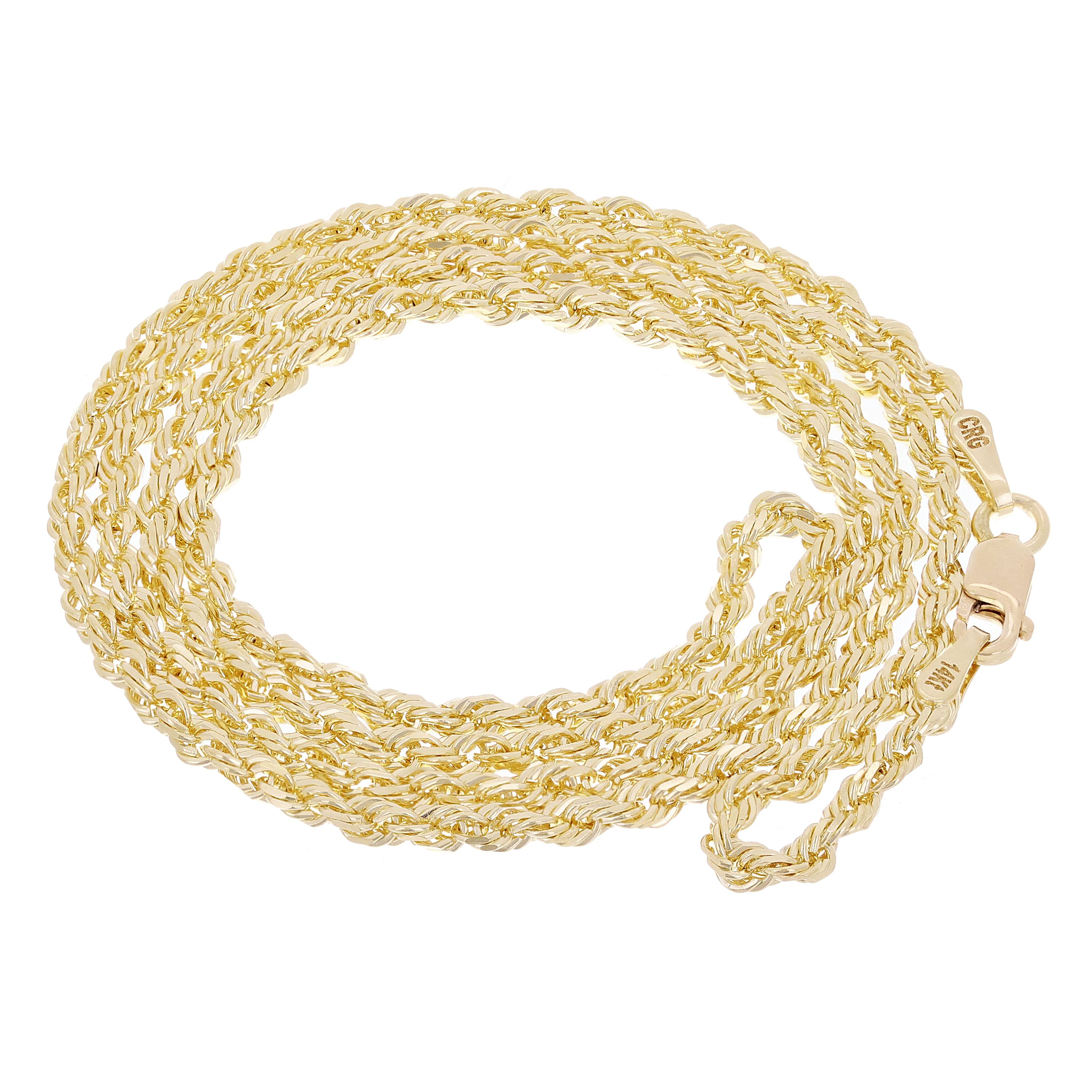 14k Yellow Gold Solid Twisted Diamond Cut Rope Chain Necklace 18" 2.5mm 8.6grams - 18" 8.6 grams