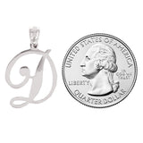 14k White Gold Initial Letter D Alphabet Charm Pendant - Letter D,White