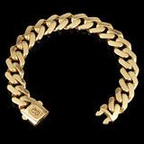 Italian 14k Yellow Gold Hollow Cuban Monaco Chain Bracelet 8" 13.2mm 19.3 grams