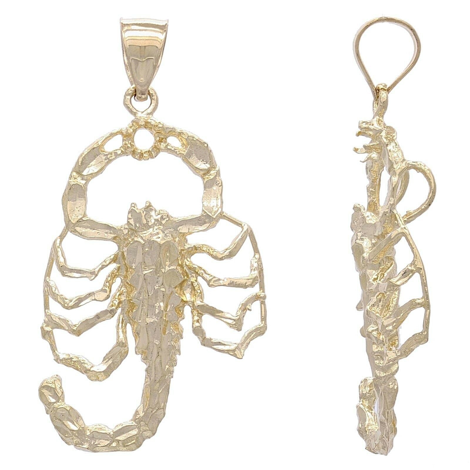 10k Yellow Gold Diamond Cut Scorpion Insect Charm Pendant 1.9" 5 grams