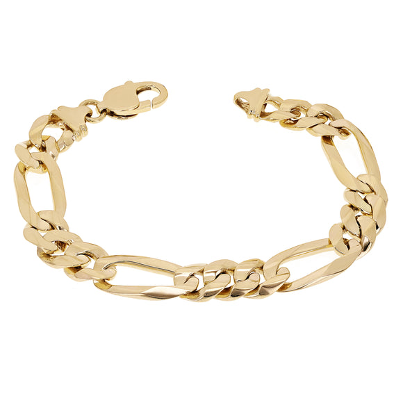 Men's 14k Yellow Gold Solid Heavy Figaro Chain Bracelet 7