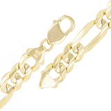 14k Yellow Gold Solid Heavy Figaro Link Chain Bracelet 9.25" 10.7mm 43 grams - 9.25"