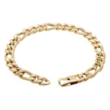 Italian 14k Yellow Gold Hollow Flat Link Figaro Bracelet 8.25" 8.2mm 15.7 grams