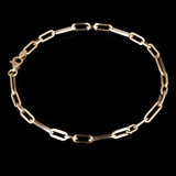 Italian 14k Yellow Gold Hollow Paper Clip Chain Bracelet 7.5" 3.3mm 1.8 grams - 7.25" 3.3mm