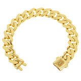 Italian 14k Yellow Gold Hollow Cuban Monaco Chain Bracelet 8" 13.2mm 19.3 grams
