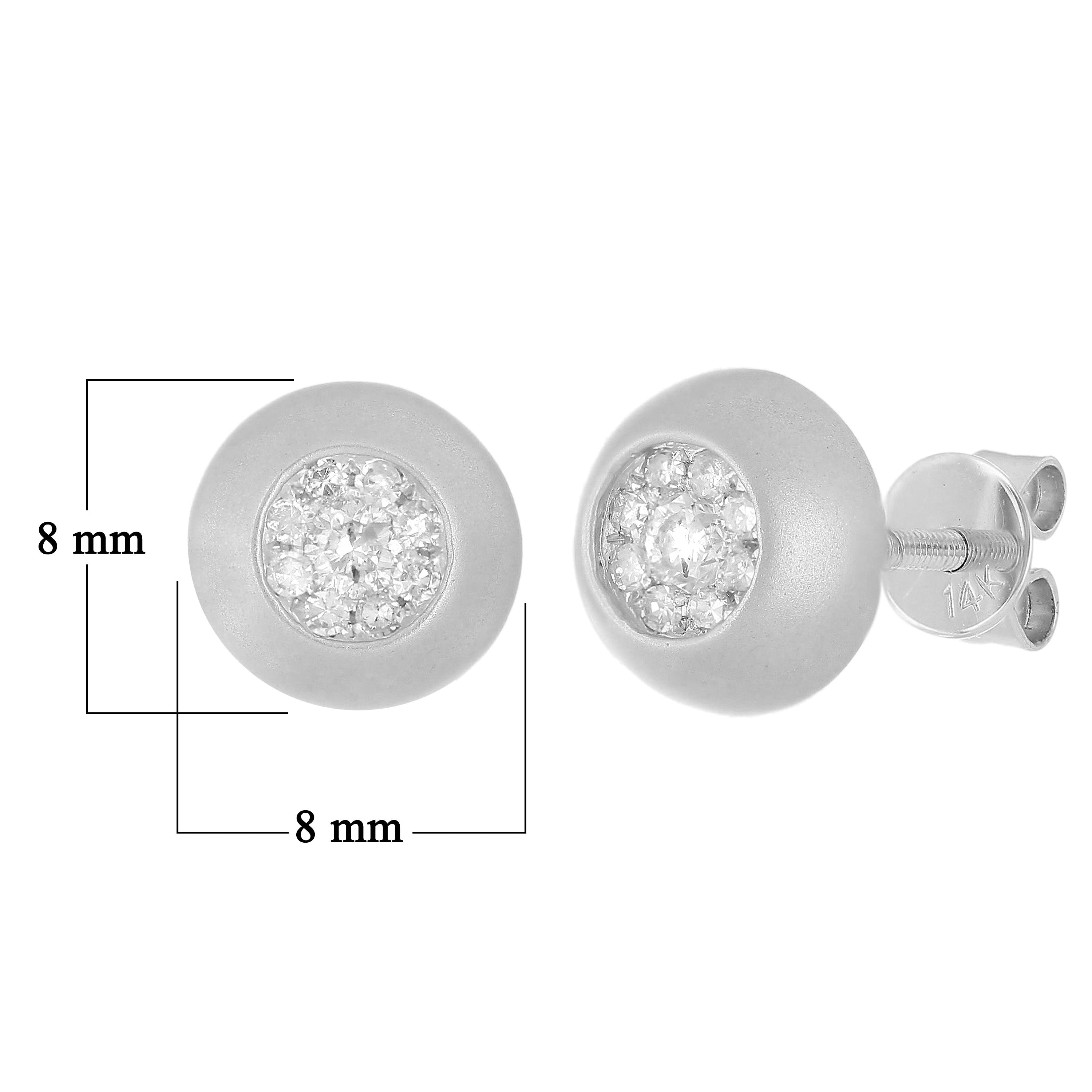 14k White Gold Satin Finish 0.26ctw Diamond Modern Bezel Stud Earrings