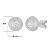 14k White Gold Satin Finish 0.26ctw Diamond Modern Bezel Stud Earrings