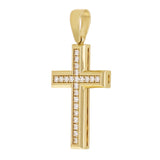 14k Yellow Gold 0.52ctw Outline Diamond Cross Charm Pendant 1.6" 6.9 grams