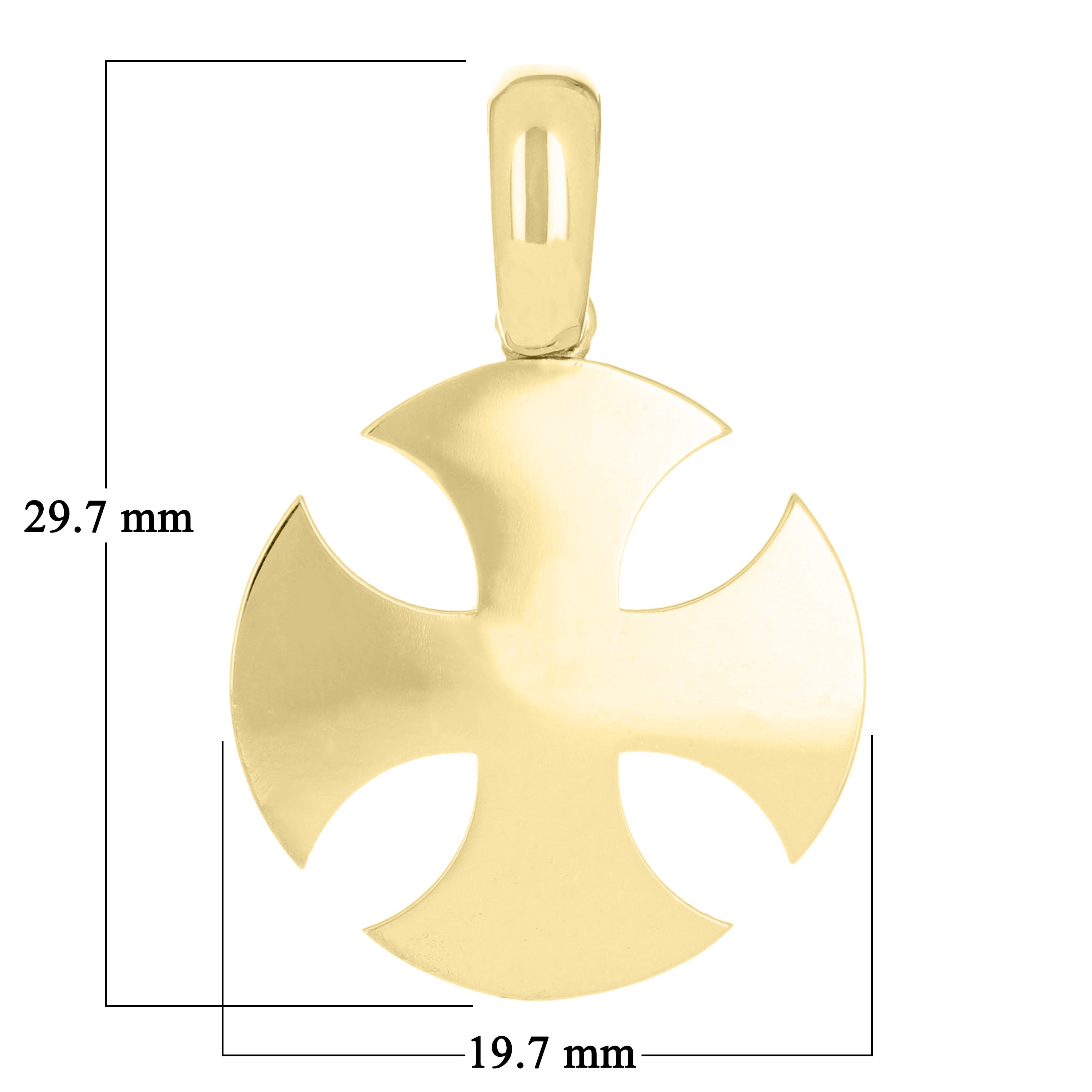 14k Yellow Gold Iron Cross Knights Templar Charm Pendant 1.2" 5.3 grams