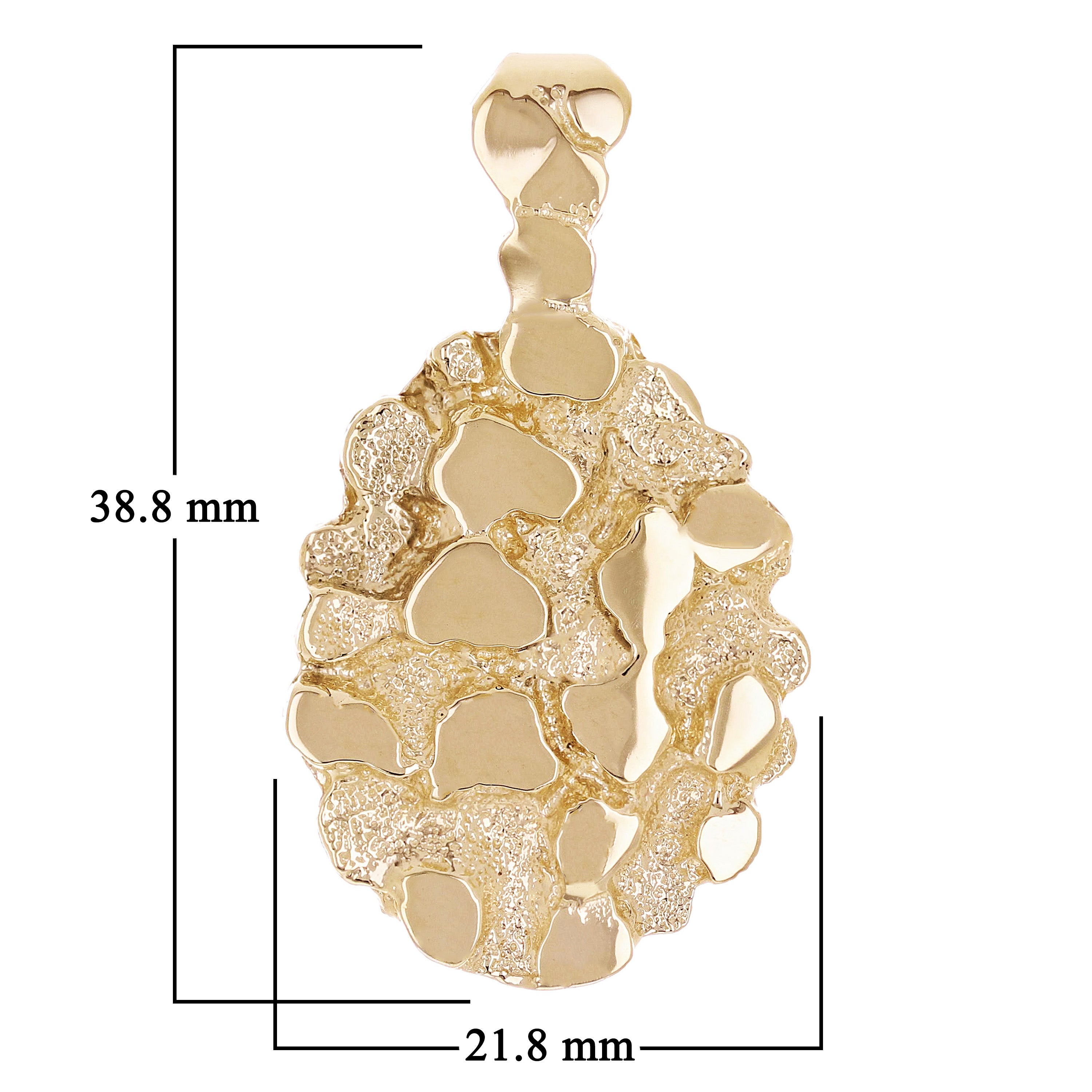 14k Yellow Gold Solid Oval Nugget Charm Pendant 1.5" 12.7 grams