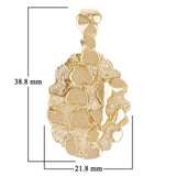 14k Yellow Gold Solid Oval Nugget Charm Pendant 1.5" 12.7 grams