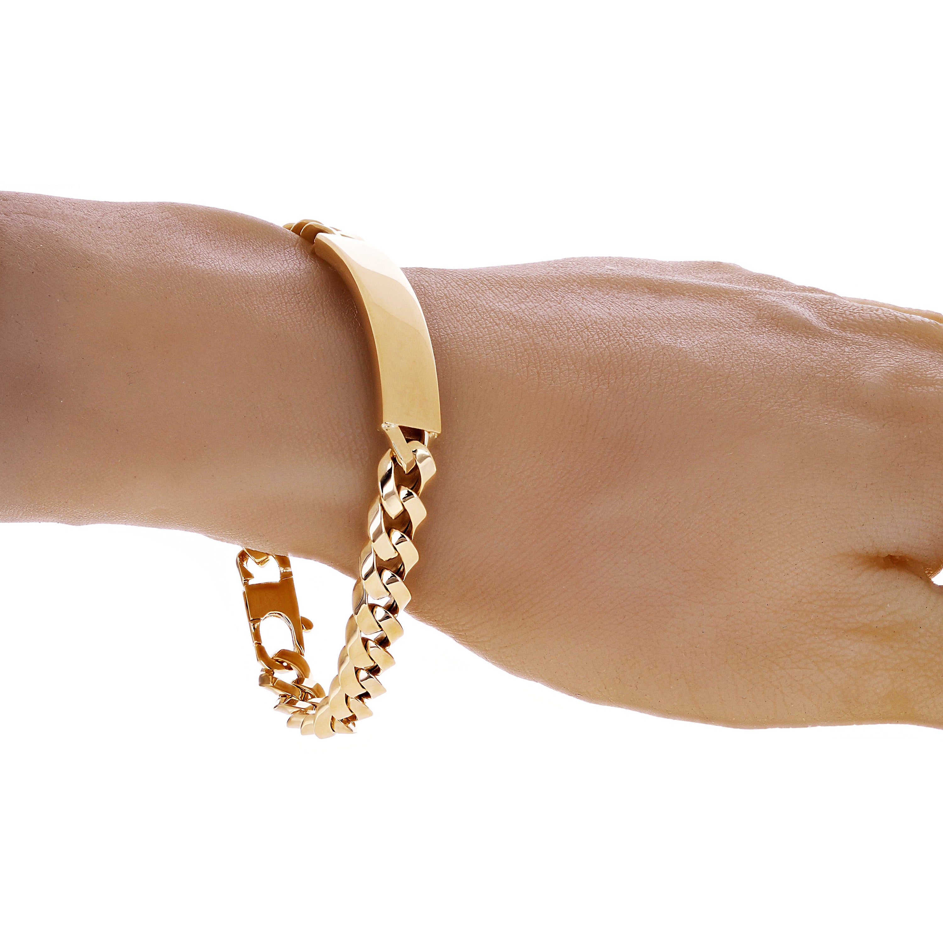 Italian 14k Yellow Gold Hollow Miami Cuban Link ID Bracelet 8.5" 8.9mm 14.5 gram