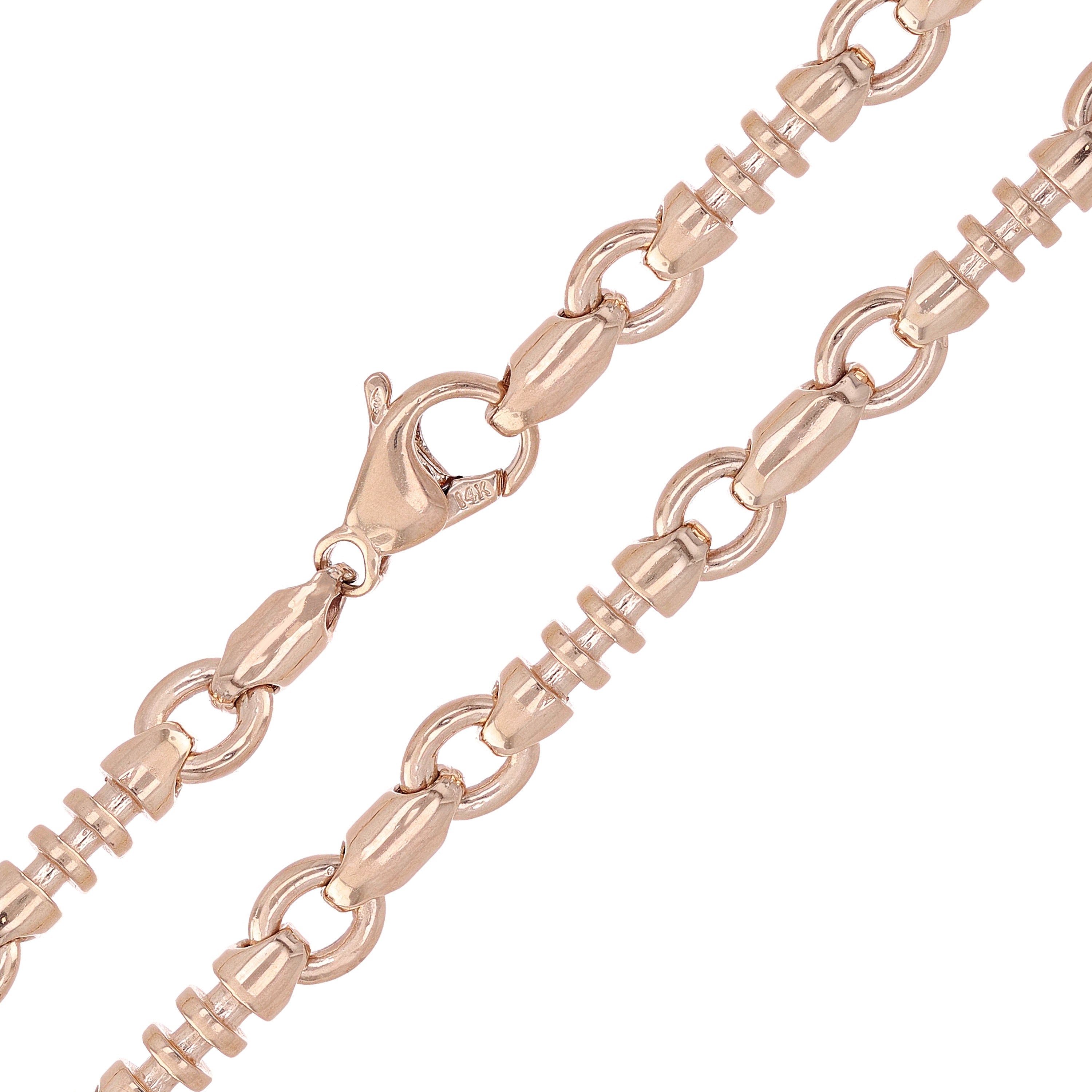 14k Rose Gold Solid Handmade Fashion Link Necklace 20" 6.5mm 56.4 grams - Rose,20" 56.4 grams