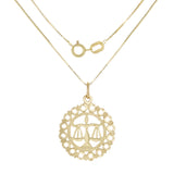 14k Yellow or White Gold LIBRA Zodiac Sign Charm Pendant Necklace 18" - Libra,Yellow