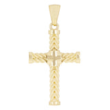 14k Yellow Gold Wheat Cross Religious Charm Pendant 1.9" 8 grams