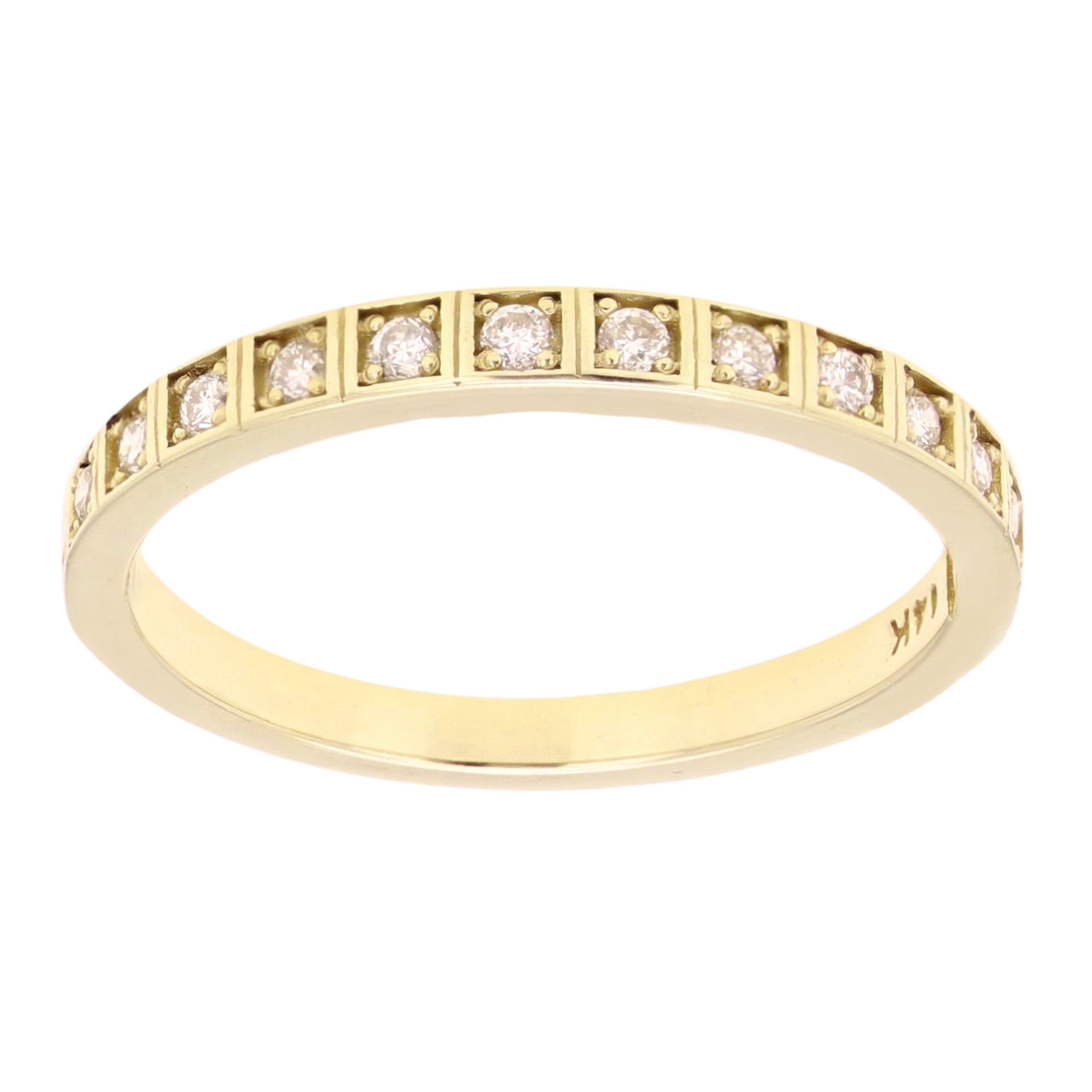 14k Yellow Gold 0.19ctw Diamond Etched Square Stacking Ring Wedding Band - Yellow