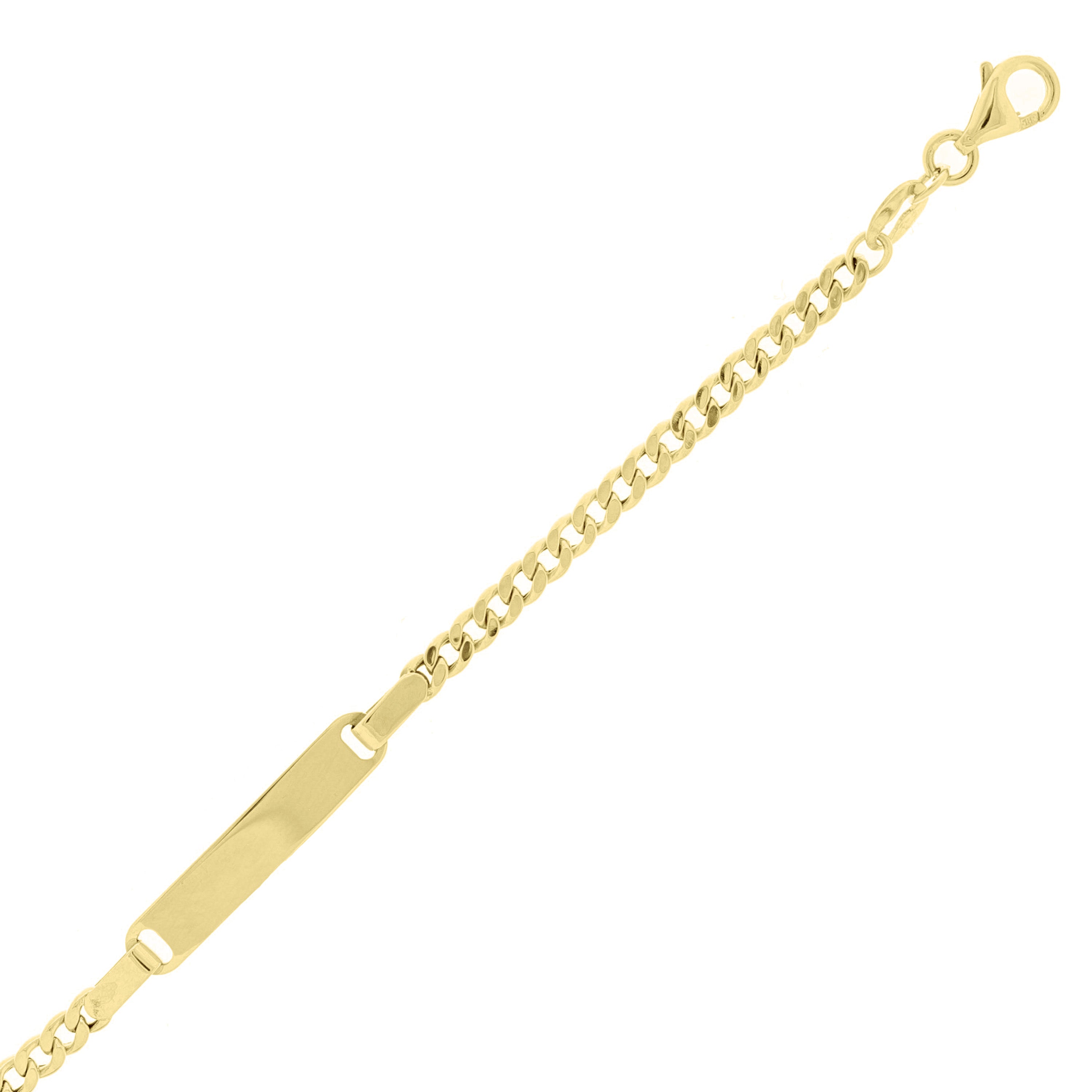 Italian 14k Yellow Gold Hollow Engravable Cuban ID Bracelet 5.5" 4mm 2 grams
