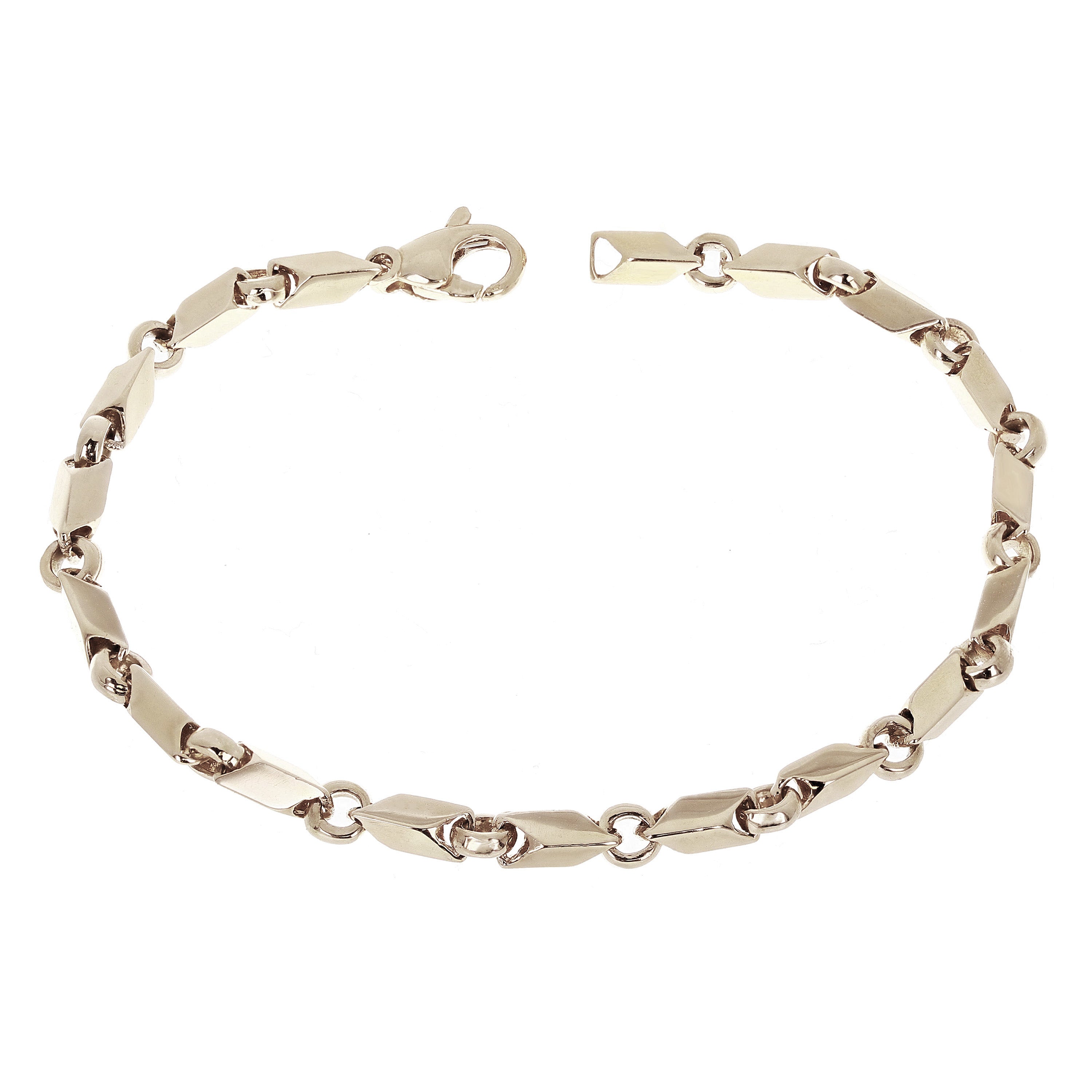 14k White Gold Solid Handmade Fancy Link Bracelet 7" 5mm 12.4 grams - White,7" 12.4 grams