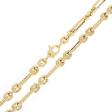 Italian 14k Yellow Gold Hollow Textured Paper Clip Link Necklace 5.6mm 18" 7.6g