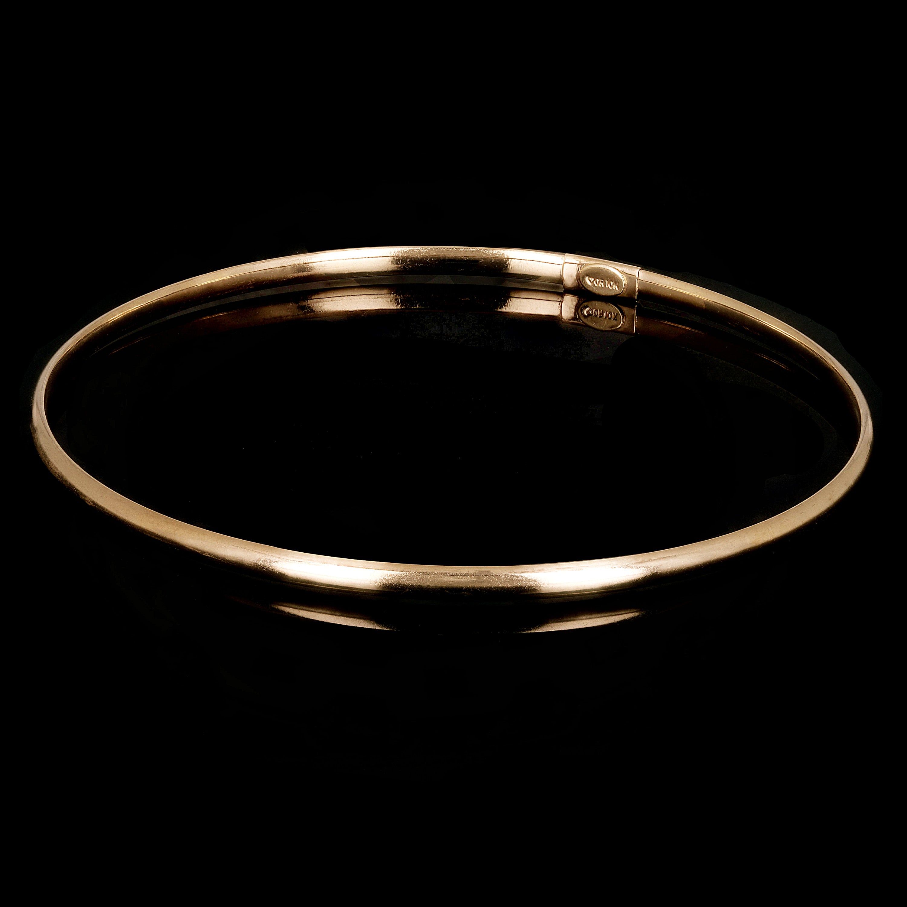 10k Yellow Gold Round High Polished Plain Slip-on Bangle Bracelet 7" 2.6mm 1.9g