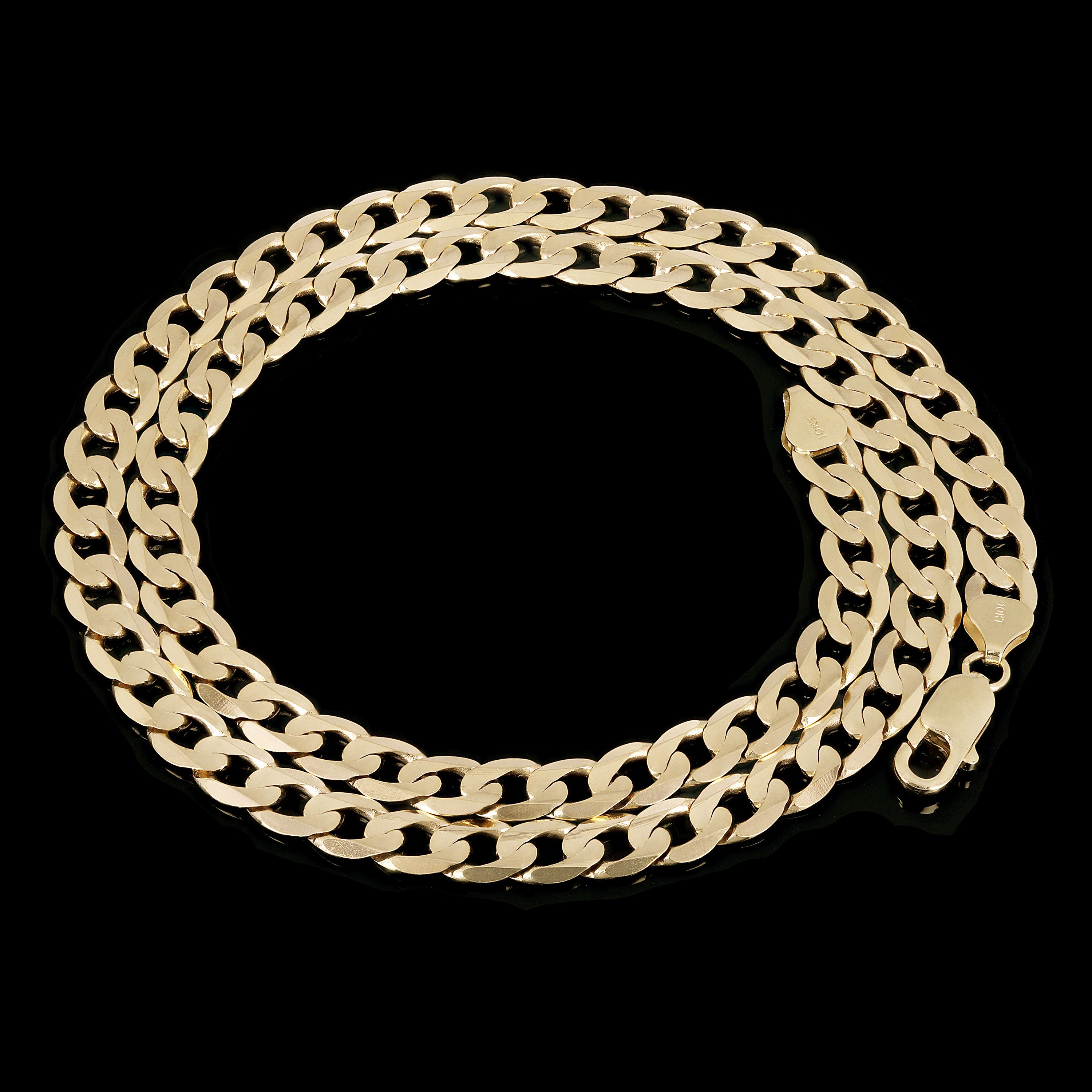 Men's Italian 10k Yellow Gold Curb Cuban Chain Necklace 22" 7.5mm 33.6 grams