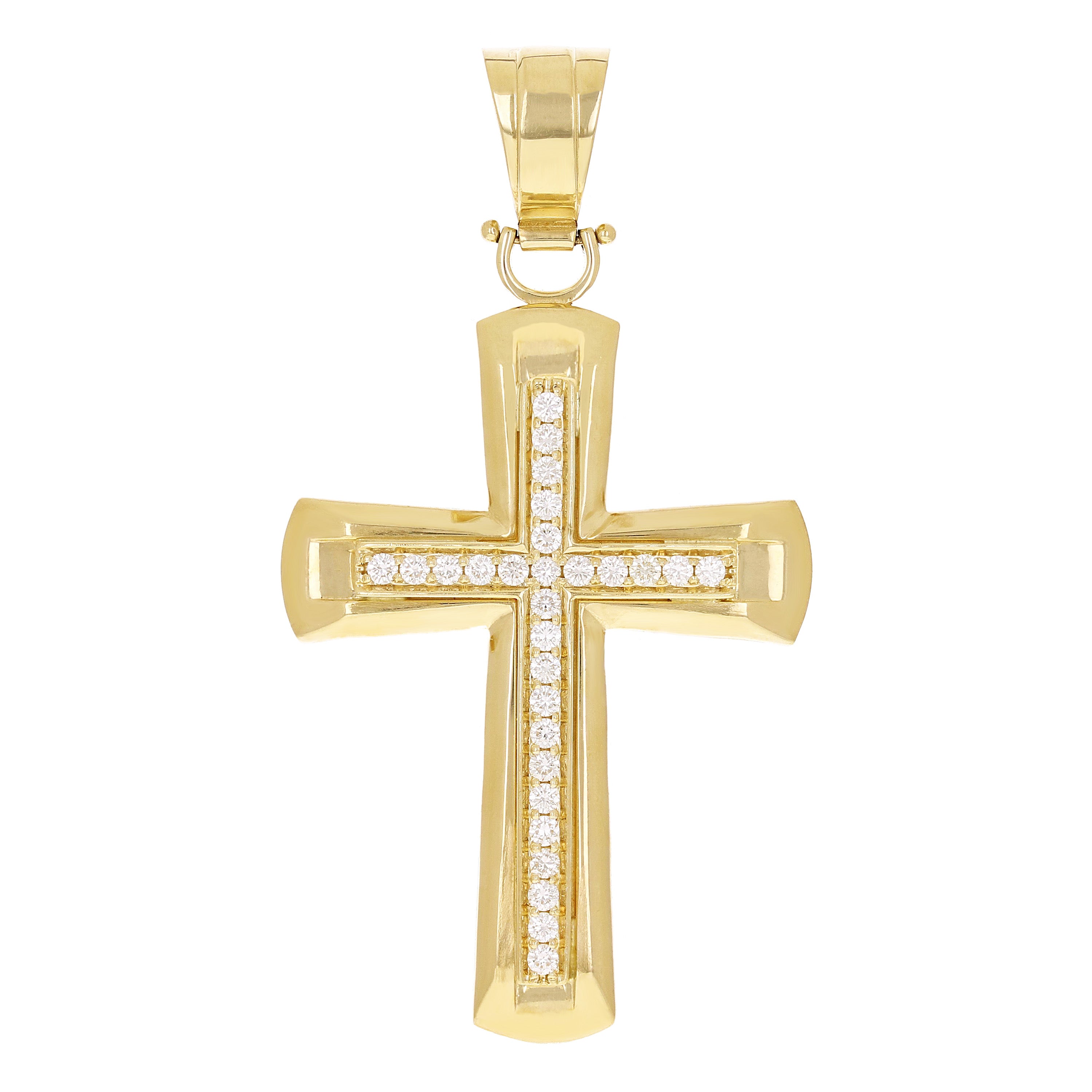 14k Yellow Gold 0.99ctw Big Cross Diamond Pendant 2.6" 23.3 grams