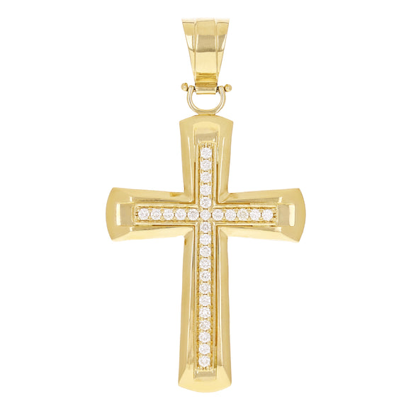 14k Yellow Gold 0.99ctw Big Cross Diamond Pendant 2.6