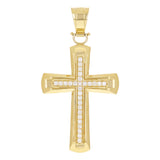 14k Yellow Gold 0.99ctw Big Cross Diamond Pendant 2.6" 23.3 grams