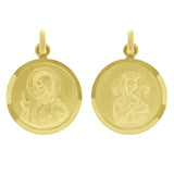 Italian 14k Gold Sacred Heart of Jesus & Lady of Perpetual Help Medal Pendant