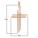 14k Rose Gold Solid Calvary 3 Cross Religious Charm Pendant 1.75" 1.8 grams - Rose