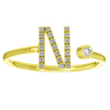 14k Yellow Gold Diamond Initial Letter N Ring Size 6 - Letter N,Yellow
