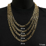 Men's Italian 10k Yellow Gold Hollow Figaro Chain Necklace 20" 7.8mm 17.5 grams - 20" 17.5 grams
